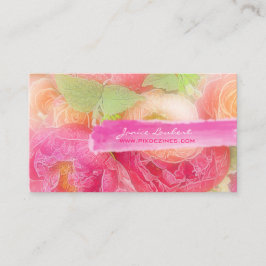 Tarjeta De Visita PixDezines peonías ramos/fondo diy