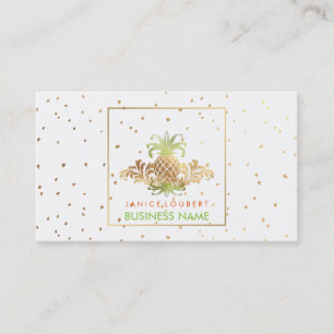 Tarjeta De Visita PixDezines Pineapples/Espectros Faux Gold