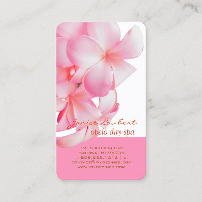 Tarjeta De Visita PixDezines PINK KONA PLUMERIAS (Anverso)
