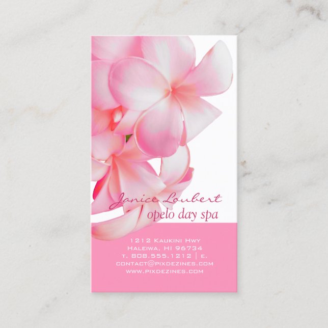 Tarjeta De Visita PixDezines PINK KONA PLUMERIAS (Anverso)