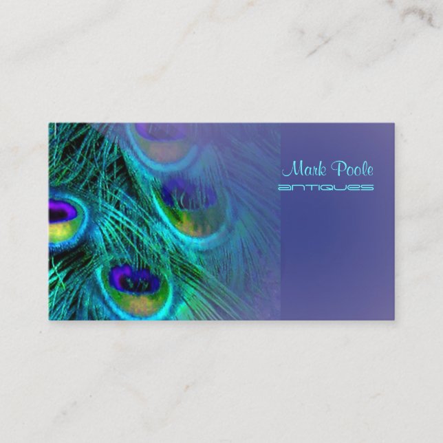Tarjeta De Visita PixDezines, pluma de pavo real/psicodélica (Anverso)