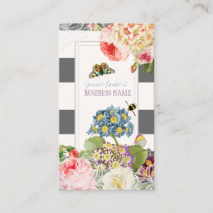 Tarjeta De Visita PixDezines primarosa vintage, peonías