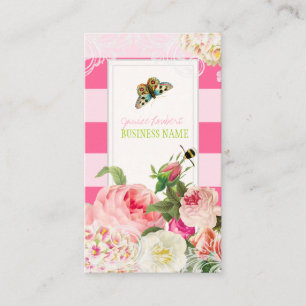Tarjeta De Visita PixDezines primarosa vintage, peonías/DIYstripes