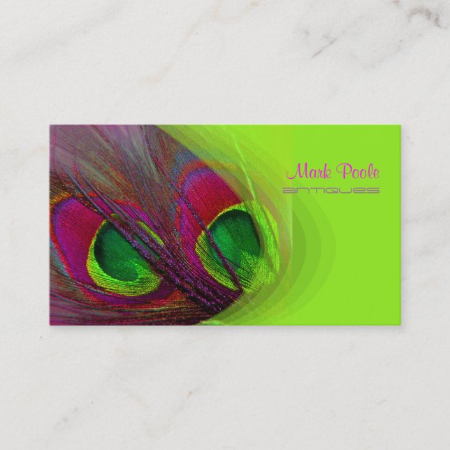 Tarjeta De Visita PixDezines Psychedelic Peacock, Personalizar! (Anverso)