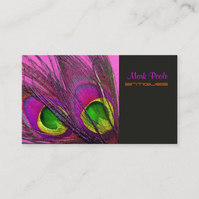 Tarjeta De Visita PixDezines Psychedelic Peacock, Personalizar! (Anverso)