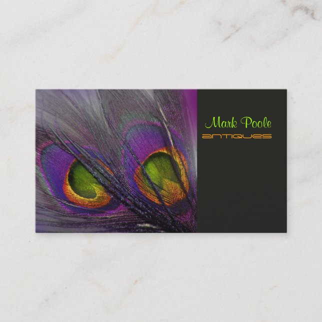 Tarjeta De Visita PixDezines Psychedelic Peacock, Personalizar! (Anverso)