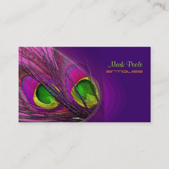 Tarjeta De Visita PixDezines Psychedelic Peacock, Personalizar! (Anverso)