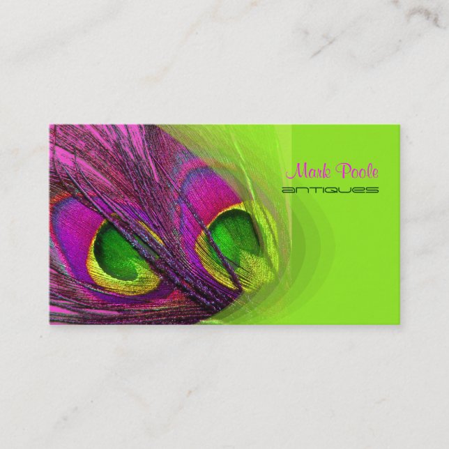 Tarjeta De Visita PixDezines Psychedelic Peacock, Personalizar! (Anverso)