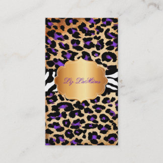 Tarjeta De Visita PixDezines púrpura vintage+cheetah+zebra