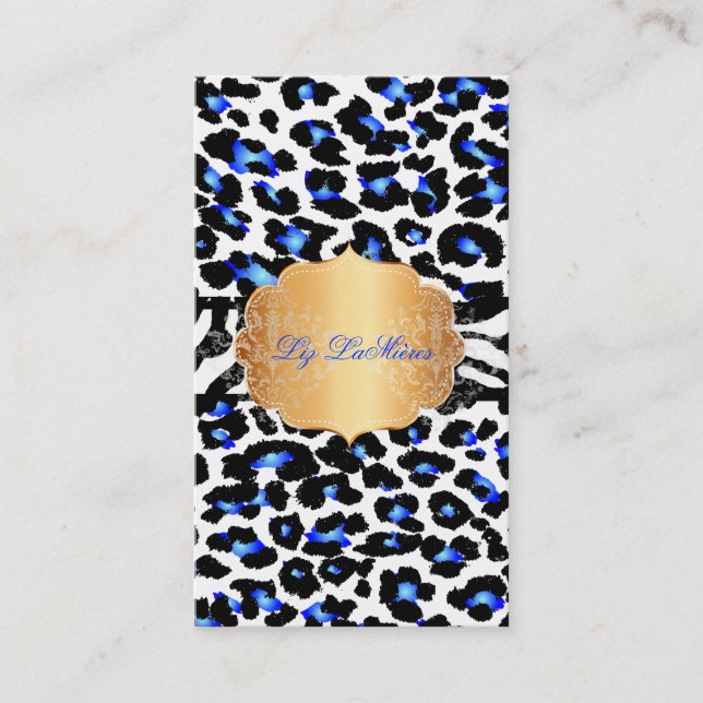 Tarjeta De Visita PixDezines queso azul eléctrico+cebra (Anverso)