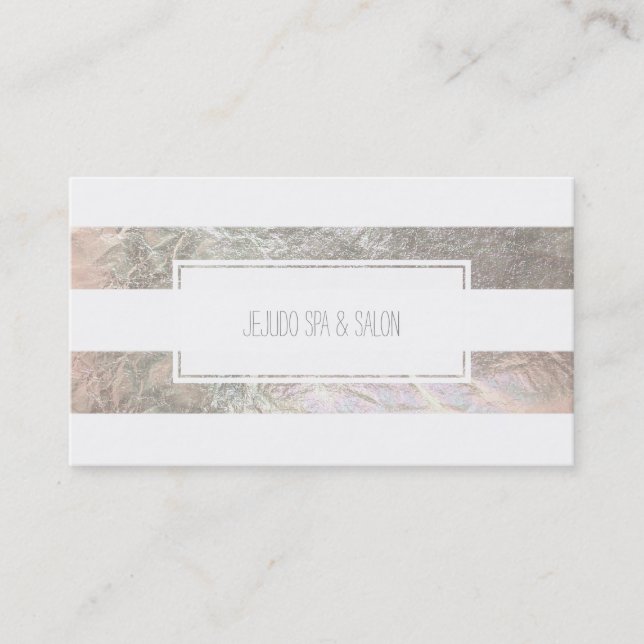 Tarjeta De Visita PixDezines rayas blancas/faux plata (Anverso)