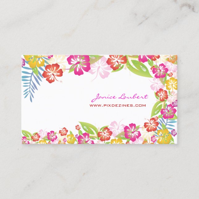 Tarjeta De Visita PixDezines retro audaces flores tropicales/stock d (Anverso)