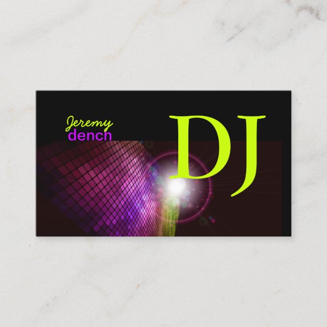 Tarjeta De Visita PixDezines Retro DJ+mosaicos disco (Anverso)