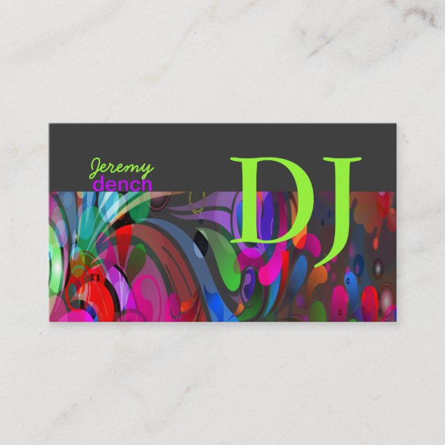 Tarjeta De Visita PixDezines Retro DJ+remolinos disco (Anverso)