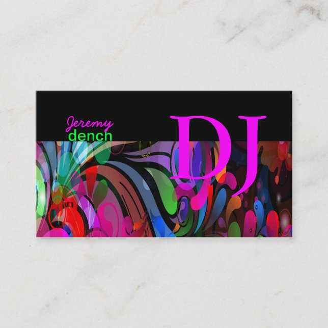 Tarjeta De Visita PixDezines Retro DJ+remolinos disco (Anverso)