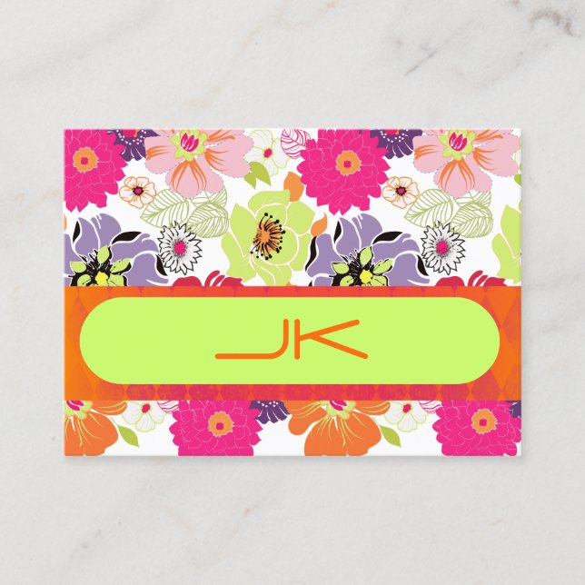 Tarjeta De Visita PixDezines Retro Floral ~ Alegre (Anverso)