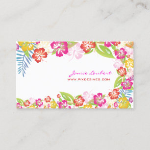 Tarjeta De Visita PixDezines retro negrita flores tropicales/oro sto