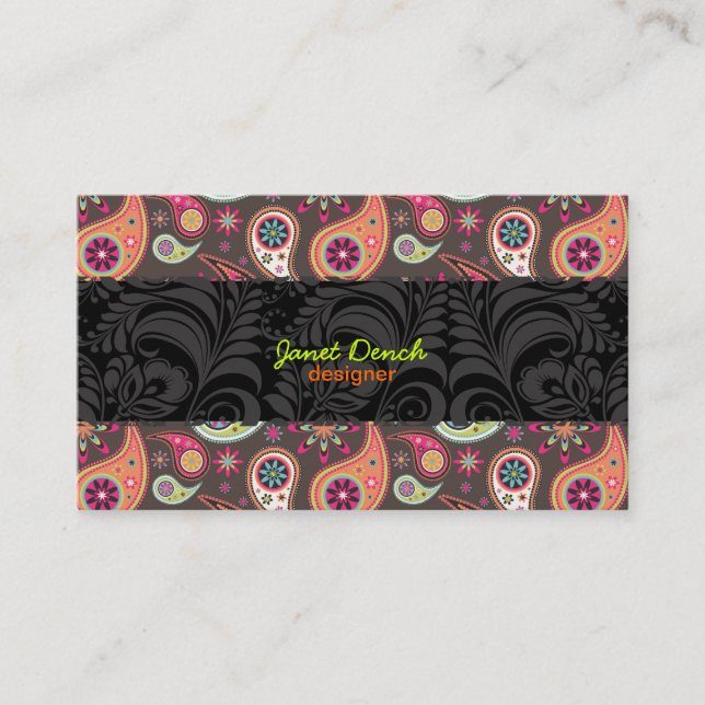 Tarjeta De Visita PixDezines Retro Paisley (Anverso)