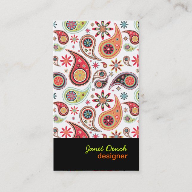 Tarjeta De Visita PixDezines Retro Paisley (Anverso)