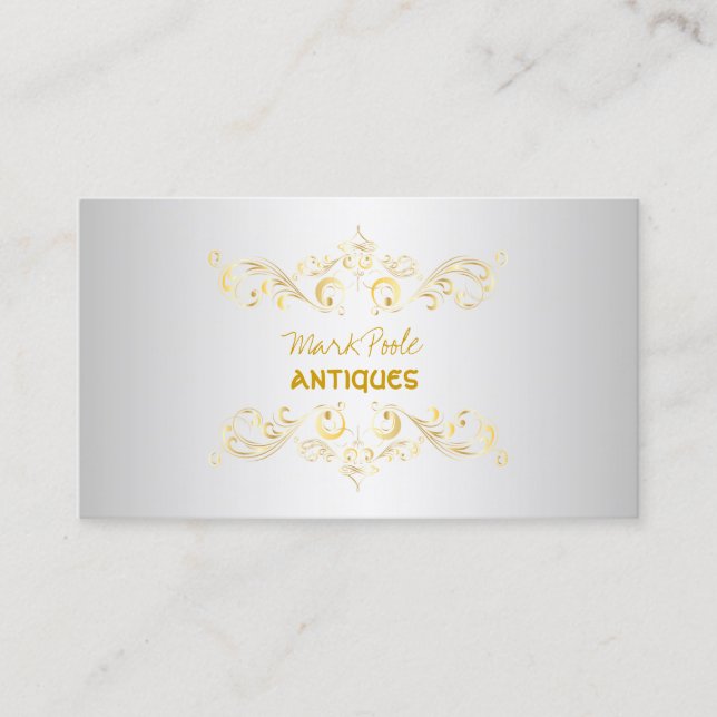 Tarjeta De Visita PixDezines Ríos Antiguos/Faux Gold Filigree (Anverso)