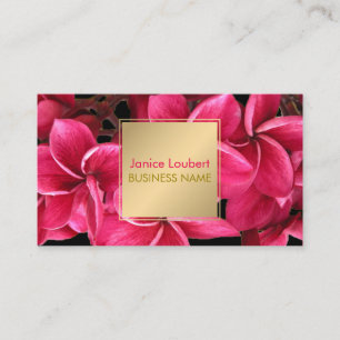 Tarjeta De Visita PixDezines rosa caliente Kona Plumeria/Faux Gold