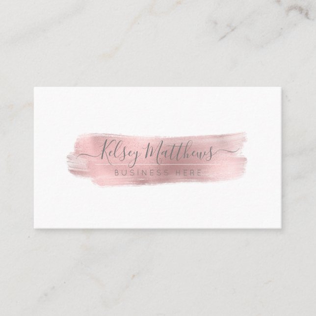 Tarjeta De Visita PixDezines Rosa Faux Gold Bruske (Anverso)