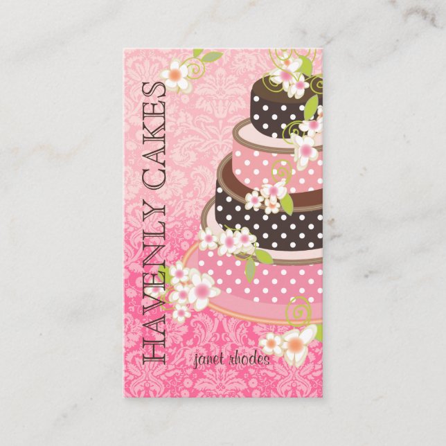 Tarjeta De Visita PixDezines Rosa + Pastel de chocolate/Panadería/Pa (Anverso)