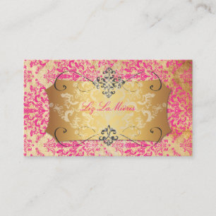 Tarjeta De Visita PixDezines Rosa / Vintage Étienne Damask
