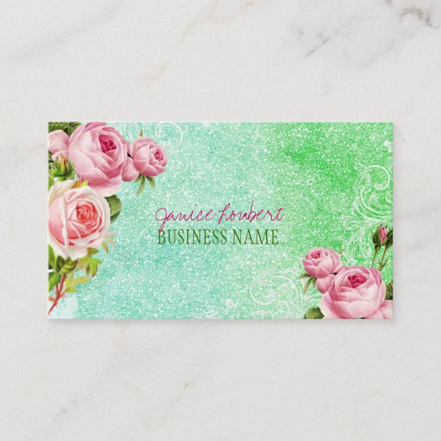 Tarjeta De Visita PixDezines rosas vintage/acuarela (Anverso)