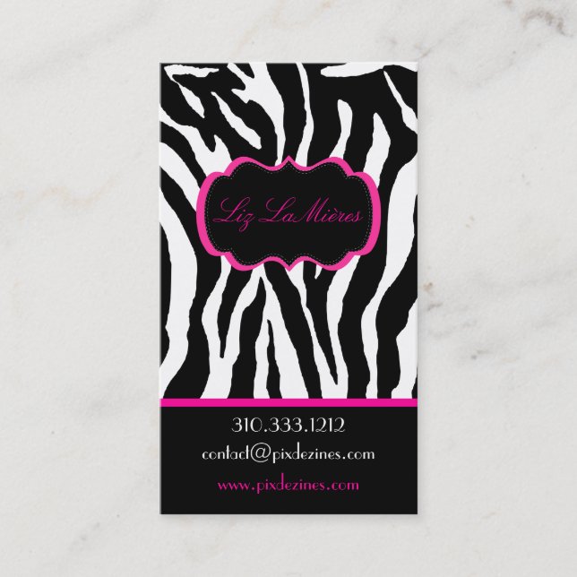 Tarjeta De Visita PixDezines Sassy impresión de cebra/rosa caliente+ (Anverso)