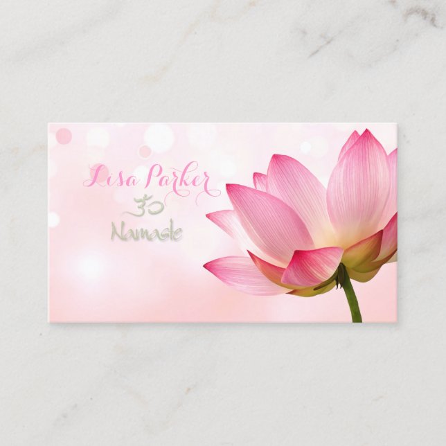 Tarjeta De Visita PixDezines serenidad loto rosa, Om yoga, sanadores (Anverso)