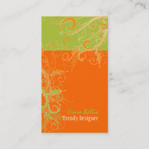 Tarjeta De Visita PixDezines Swirls /grannysmith+tangerina