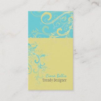 Tarjeta De Visita PixDezines Swirls /lemon+aqua