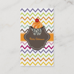 Tarjeta De Visita PixDezines tangelo gira cupcake+chevron
