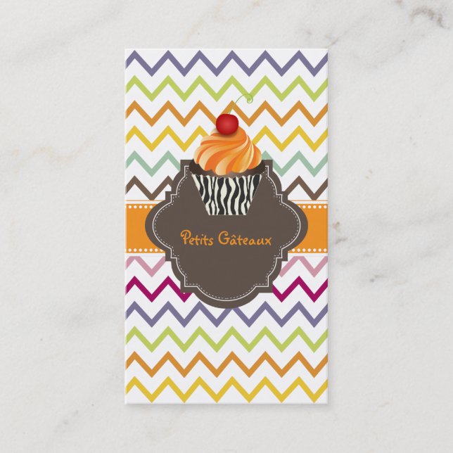 Tarjeta De Visita PixDezines tangelo gira cupcake+chevron (Anverso)