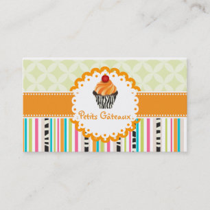 Tarjeta De Visita PixDezines tangerina giran cupcake+stripes
