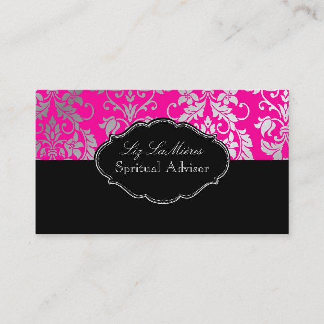 Tarjeta De Visita PixDezines Tanza Damask/DIY fondo/rosa (Anverso)