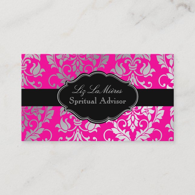 Tarjeta De Visita PixDezines Tanza Damask/fondo DIY/rosa (Anverso)