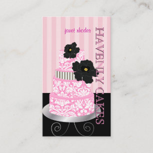 Tarjeta De Visita PixDezines Tiras rosas+Torta damasca/asador