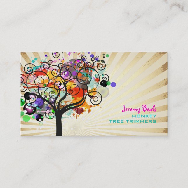 Tarjeta De Visita PixDezines Trimmers de árbol de grunge vintage (H) (Anverso)