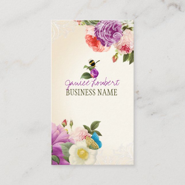 Tarjeta De Visita PixDezines venados peonías/fondo DIY (Anverso)