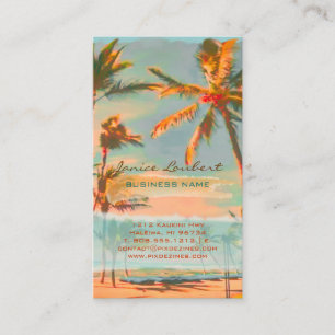 Tarjeta De Visita PixDezines Vieja escena de playa hawaiana