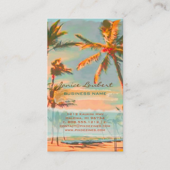 Tarjeta De Visita PixDezines Vieja escena de playa hawaiana (Anverso)