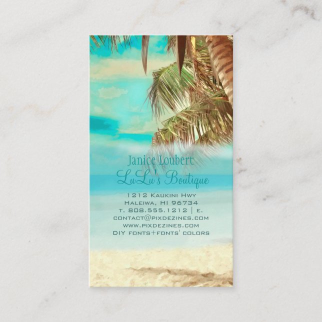 Tarjeta De Visita PixDezines Vieja escena de playa hawaiana (Anverso)