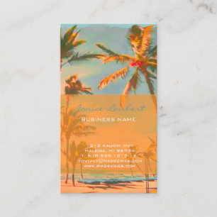 Tarjeta De Visita PixDezines Vieja escena de playa hawaiana