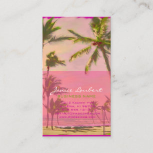 Tarjeta De Visita PixDezines Vieja Playa Hawaiana / Rosa