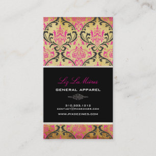 Tarjeta De Visita PixDezines Vieja Rossi Damasco/Negro+rosa