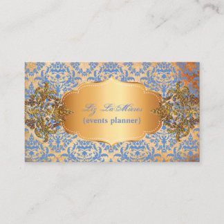 Tarjeta De Visita PixDezines Vintage azul céline damasco