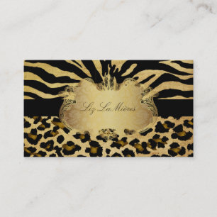 Tarjeta De Visita PixDezines vintage cebra+leopardo