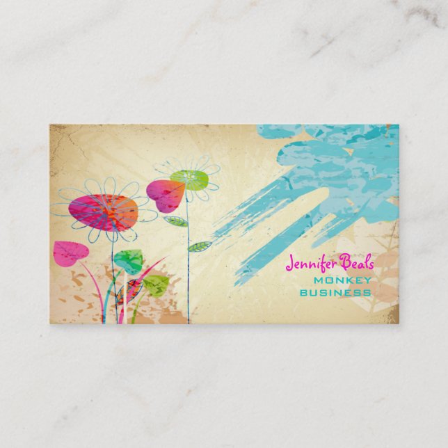 Tarjeta De Visita PixDezines Vintage Grunge Floral ♥♥♥♥ (Anverso)